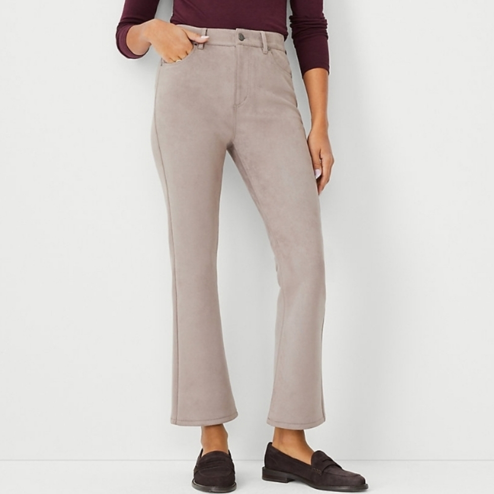 Petite Sculpting Pocket High Rise Faux Suede Boot Crop Jeans
